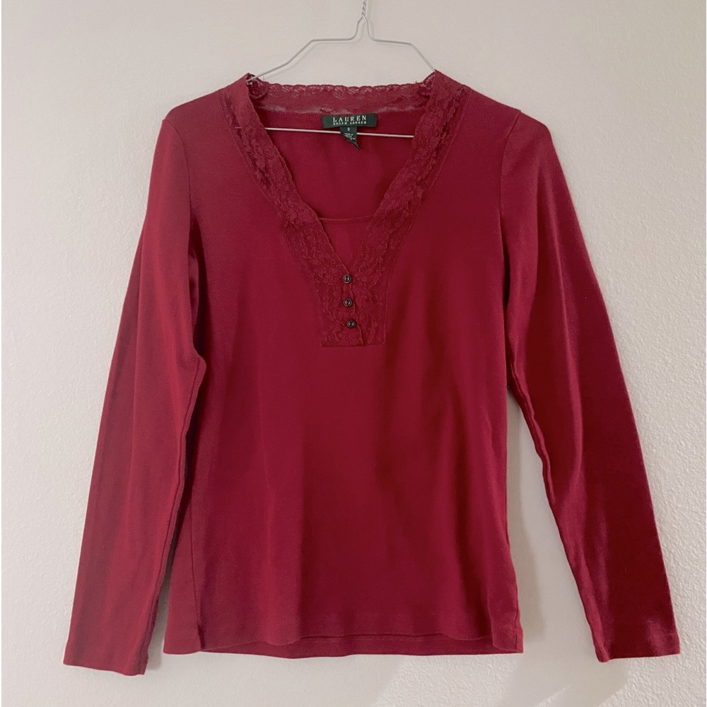 Ralph Lauren Womens Red Long Sleeve Top